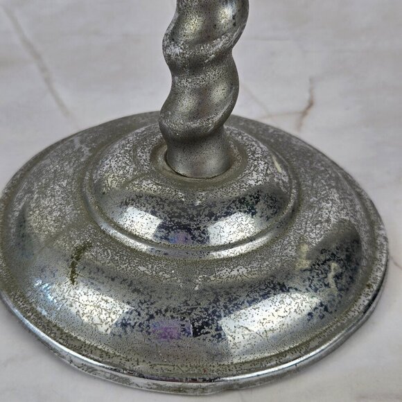 Pair of Vintage Aluminum Taper Candlestick Holders Twisted Body Style - Picture 11 of 14